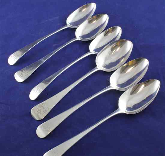 Appraisal: Six George III silver Old English pattern table spoons various