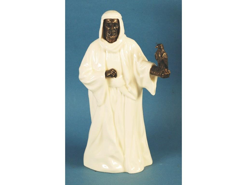 Appraisal: A MINTON WHITE CHINA AND BRONZE FIGURE 'The Sheikh' cm