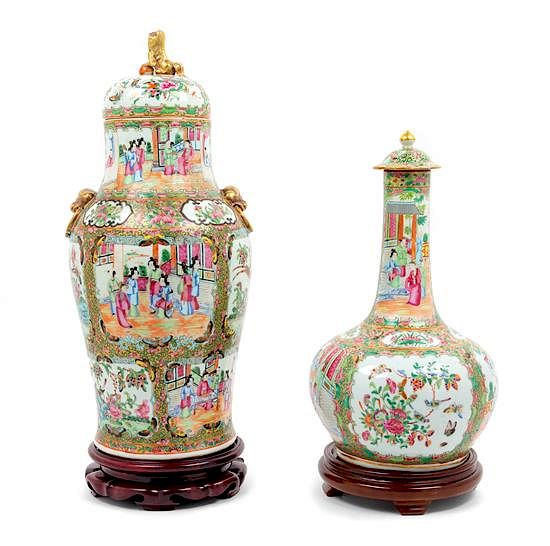 Appraisal: Two Chinese Export Rose Medallion Porcelain Covered Vases Height of