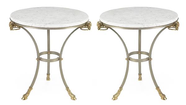 Appraisal: A pair of parcel gilt metal mounted and marble gueridons