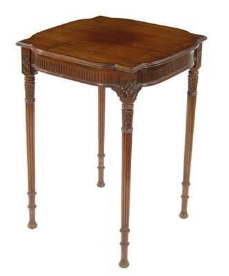 Appraisal: A mahogany urn table of square form with bowed sides