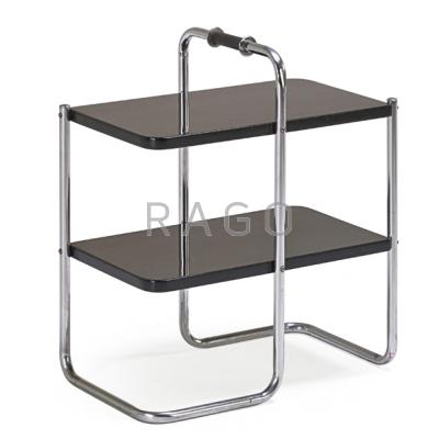 Appraisal: WOLFGANG HOFFMANN - HOWELL Tiered side table USA s Chromed