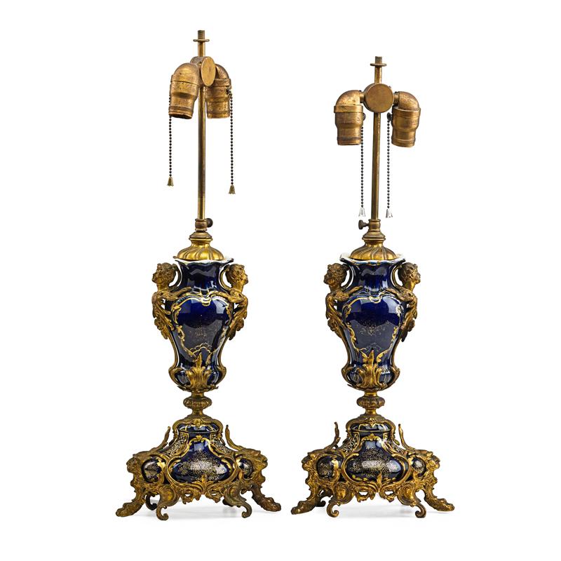 Appraisal: PAIR OF SEVRES PORCELAIN LAMPS Condition Report One has condition