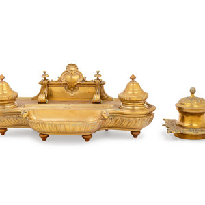 Appraisal: A French Gilt Bronze Inkstand Cast by Ferdinand Barbedienne French