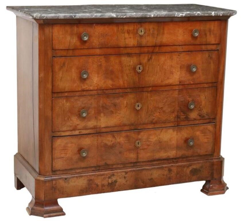 Appraisal: French Louis Philippe period marble-top walnut commode mid th c