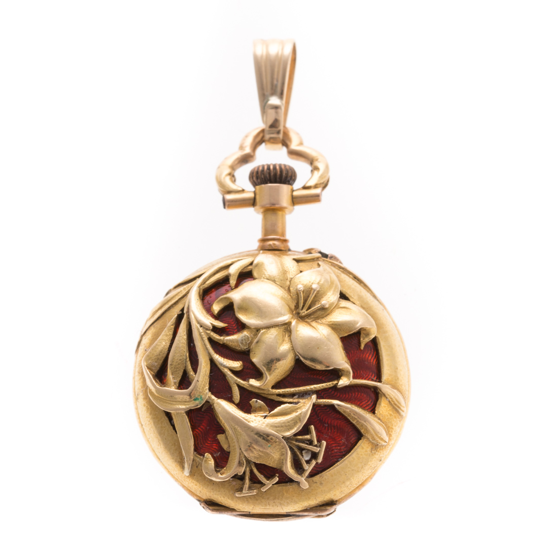 Appraisal: A Lady's Enamel Pendant Watch in K Gold K yellow