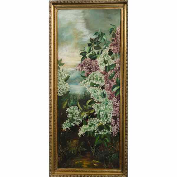 Appraisal: th Century Floral Painting Oil on canvas unsigned depicting purple