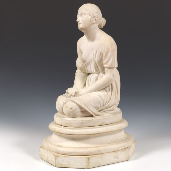 Appraisal: CARVED STONE SCULPTURE OF A KNEELING WOMAN x x Carved