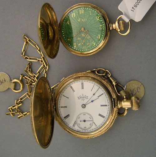 Appraisal: Elgin pocket watch with mixed metals case and fob together