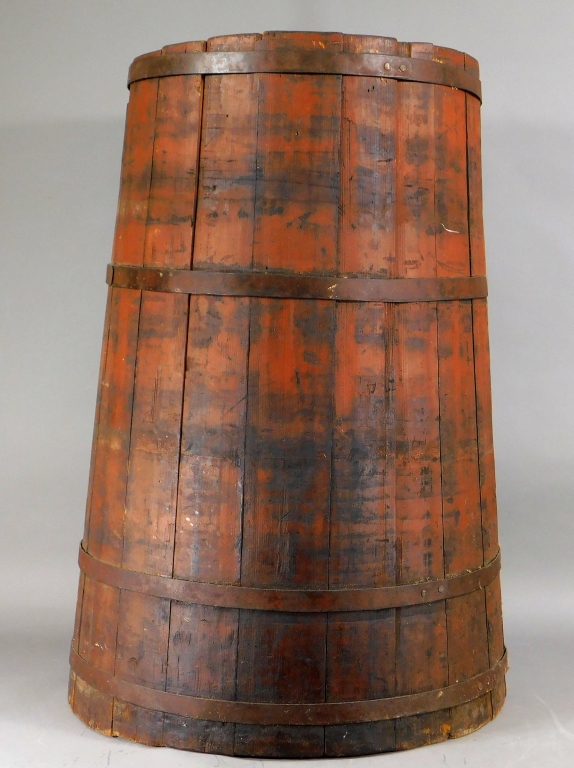 Appraisal: LARGE C PRIMITIVE RED WASH BUTTER CHURN BASE United States