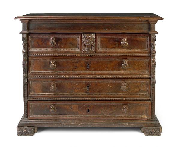 Appraisal: An Italian Baroque walnut chest of drawers Genoalate th century