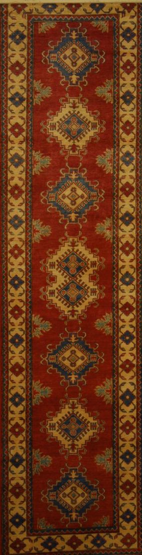 Appraisal: ORIENTAL RUG KAZAK DESIGN ' x ' Alternating geometric medallions