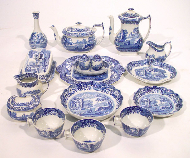 Appraisal: Collection of Spode Italian patterned teawares including a teapot hot