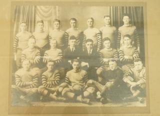 Appraisal: Antique Photograph Football Team Ball being hel Antique Photograph Football