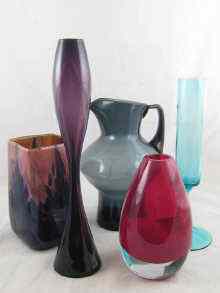 Appraisal: Five items of modern glass being a square section vase