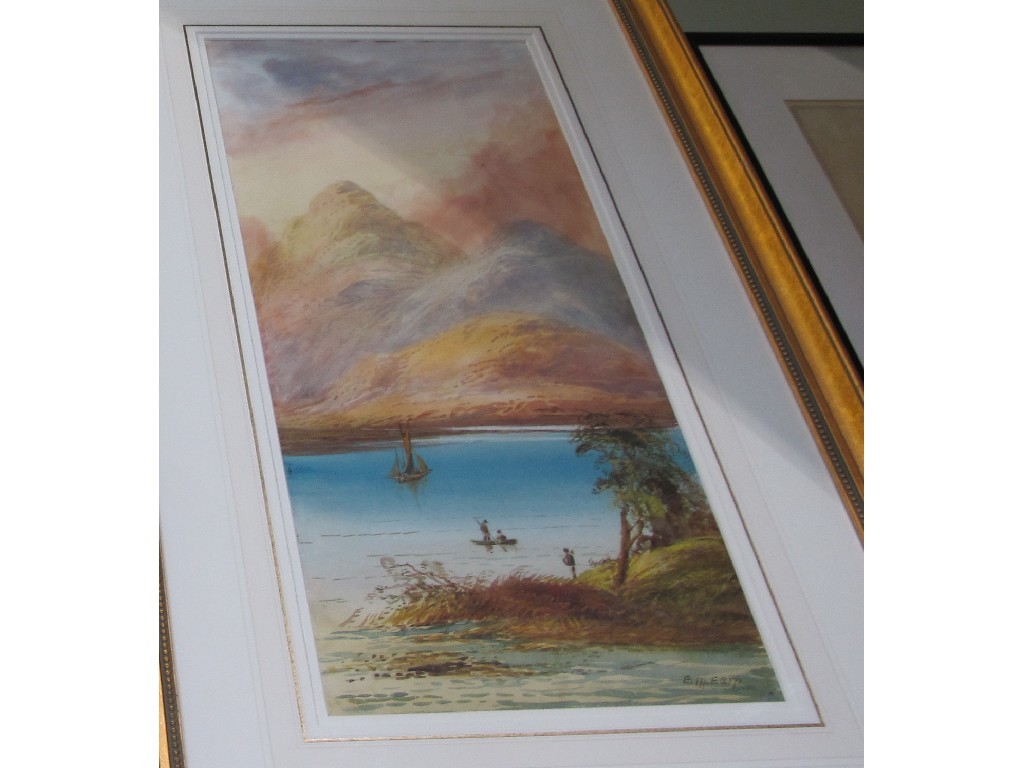 Appraisal: W H EARP Watercolour 'Sunset on a Loch' signed