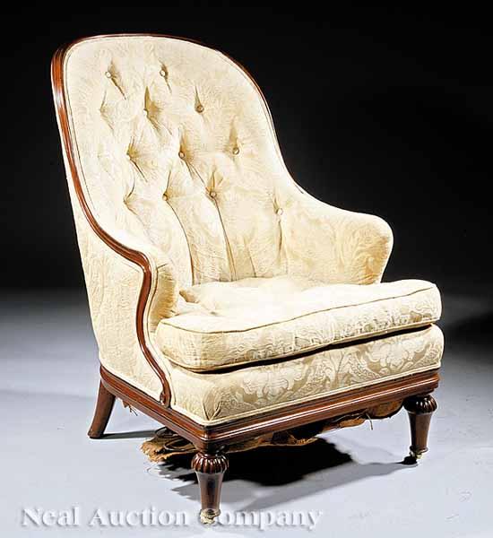 Appraisal: An American Carved Mahogany Slipper Chair in the French Taste