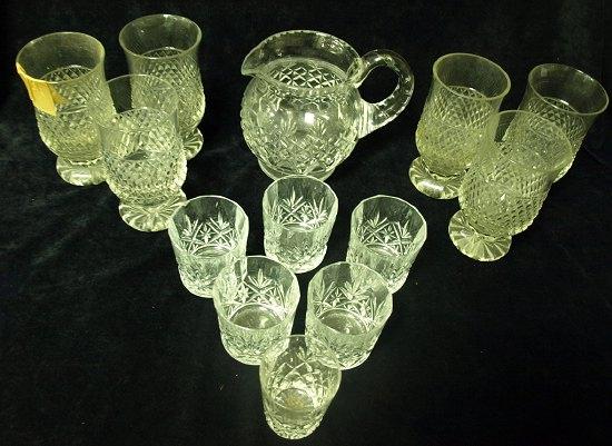 Appraisal: A cut glass jug six glass tumblers and sundry others