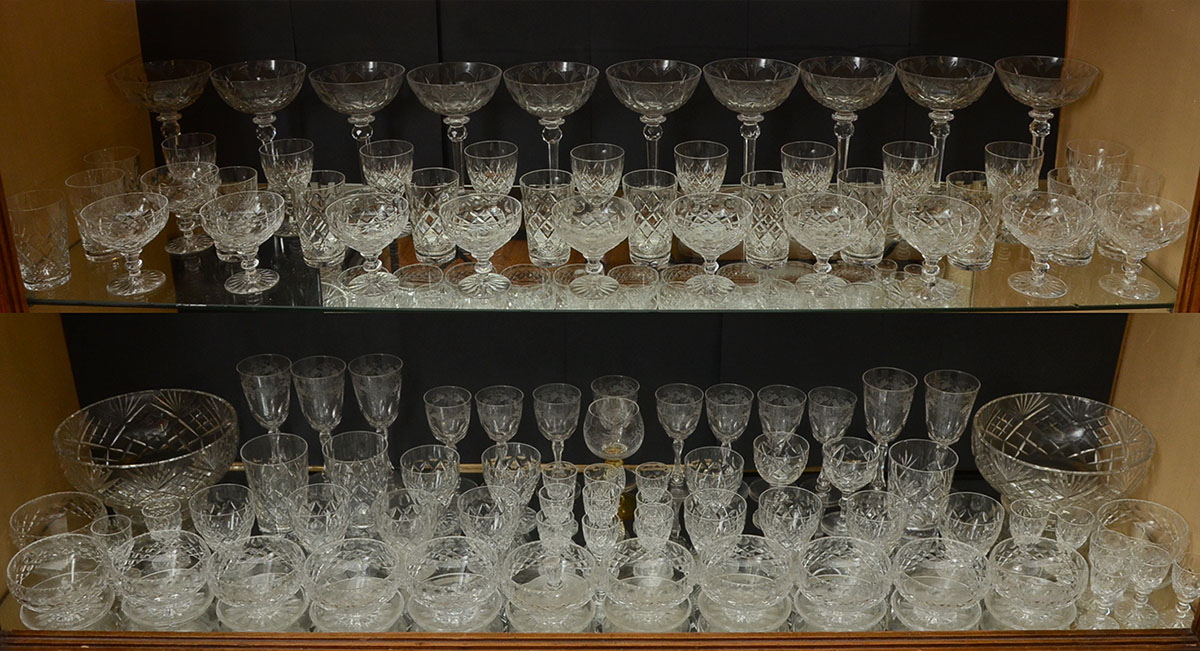 Appraisal: A LARGE LOT OF WATERFORD STYLE CRYSTAL STEMWARE An assembled