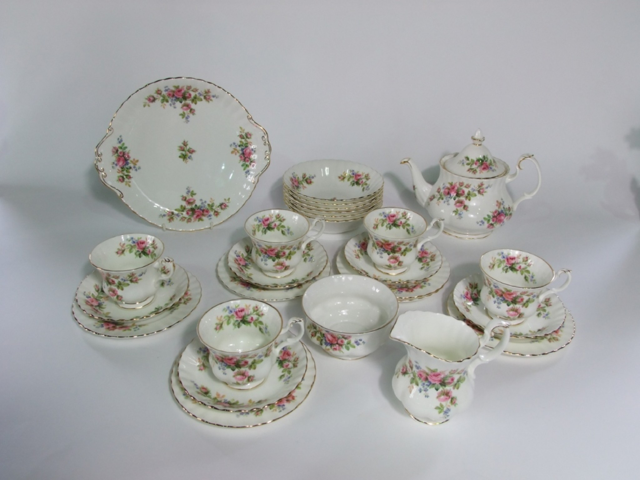 Appraisal: A collection of Royal Albert Moss Rose pattern wares comprising