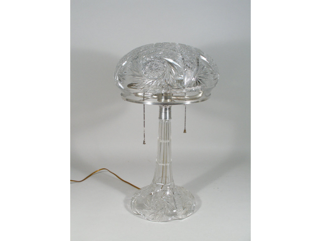 Appraisal: Vintage Cut Glass Table Lamp early th c stem tapers