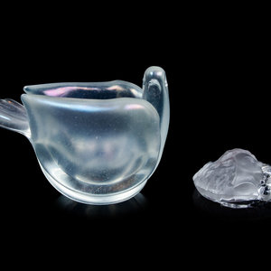 Appraisal: Two Lalique Glass Articles Post- comprising a bird-form bowl and