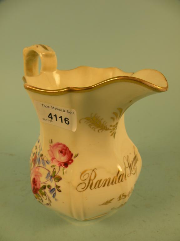 Appraisal: A mid thC Staffordshire porcelain jug painted in flowers and