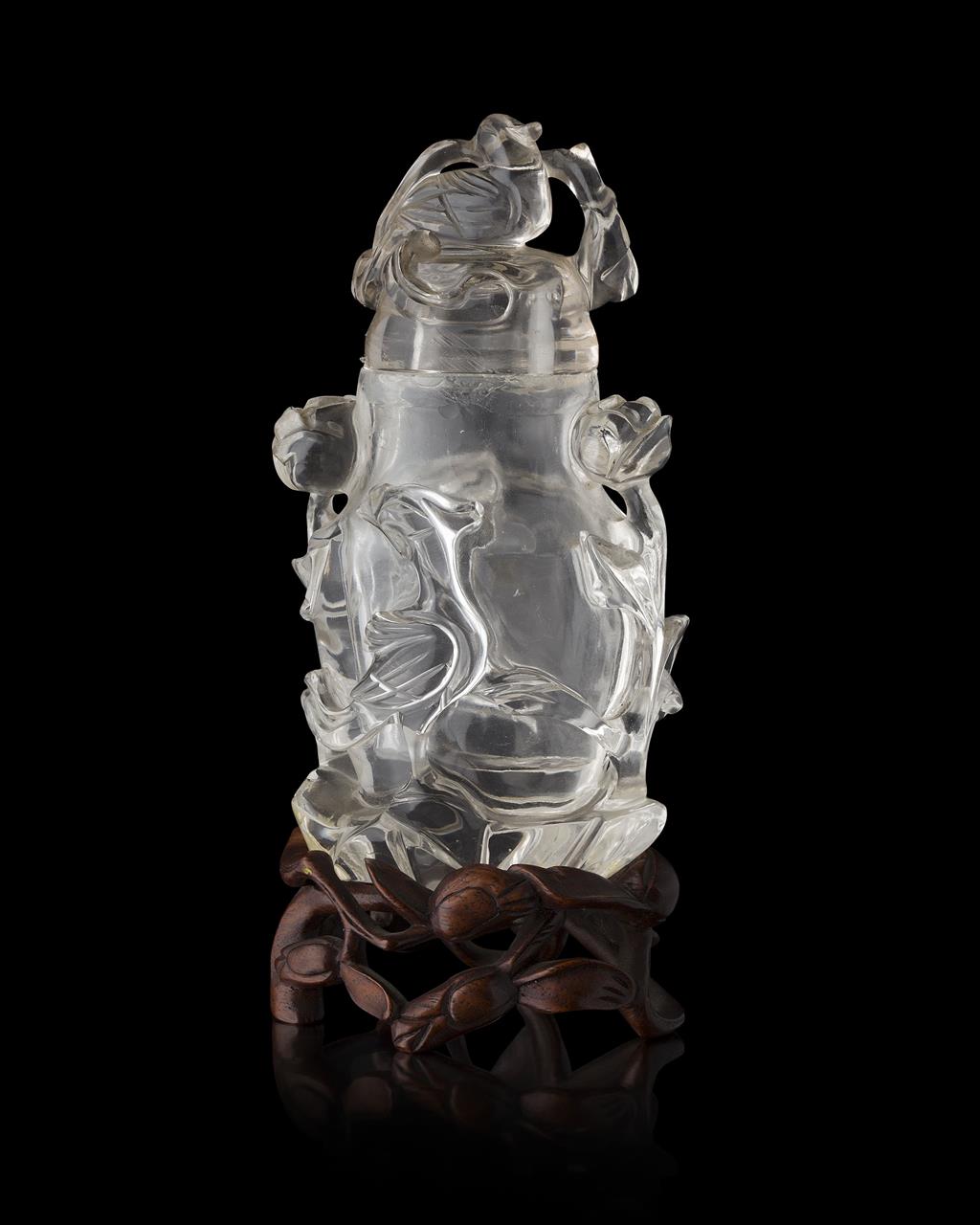 Appraisal: ROCK CRYSTAL VASE AND COVER QING DYNASTY LATE TH CENTURY