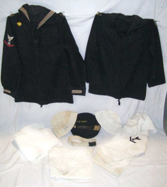 Appraisal: U S Navy Uniform Lot Includes Blue wool cap wool