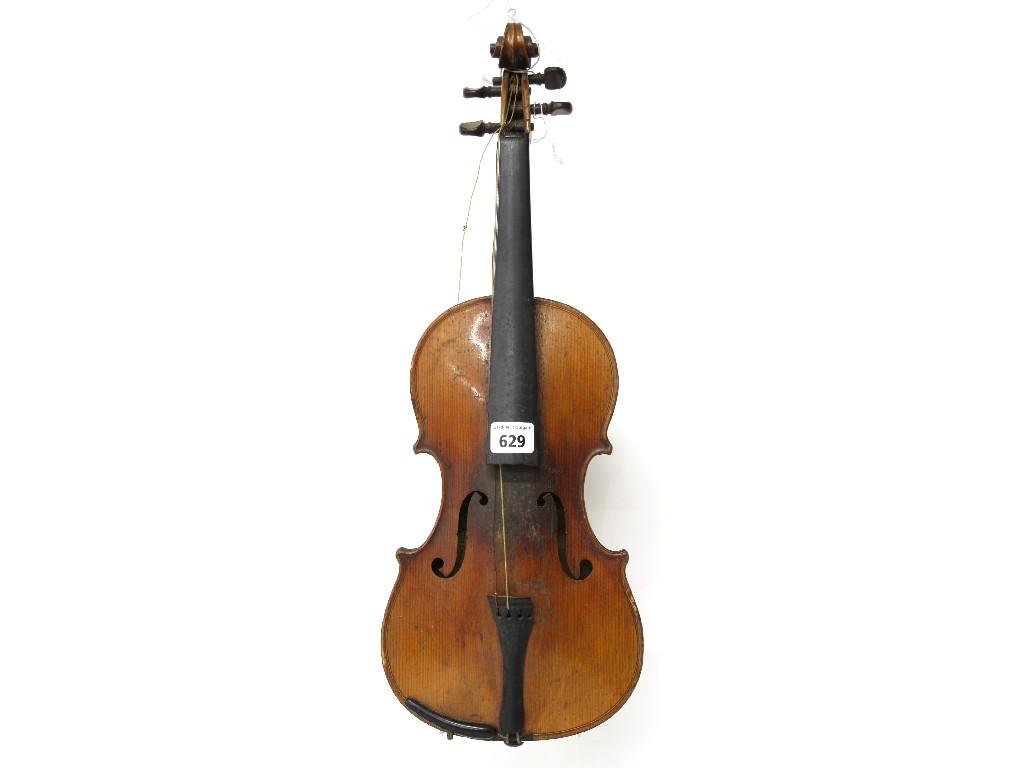 Appraisal: Early th century three-quarter size French Stradivari copy violin cm