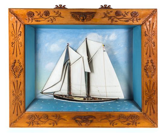 Appraisal: Sale Lot A Painted Shadow Box Model of a Schooner