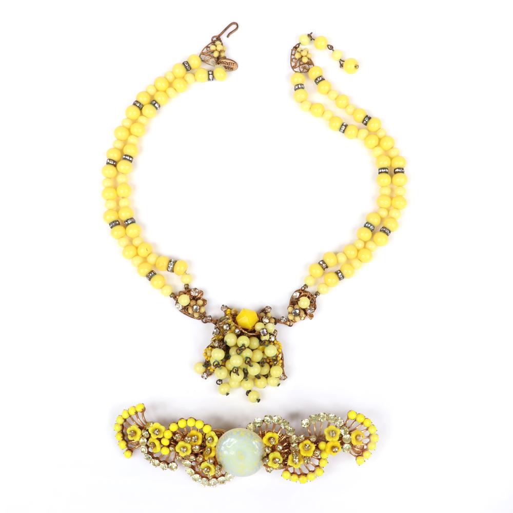 Appraisal: MIRIAM HASKELL DOUBLE STRAND GLASS BEAD AND RONDELLE NECKLACE AND