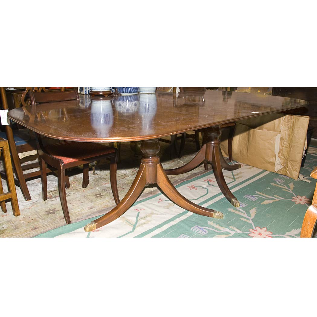 Appraisal: Regency Style Mahogany Dining Table With two leaves Height inches