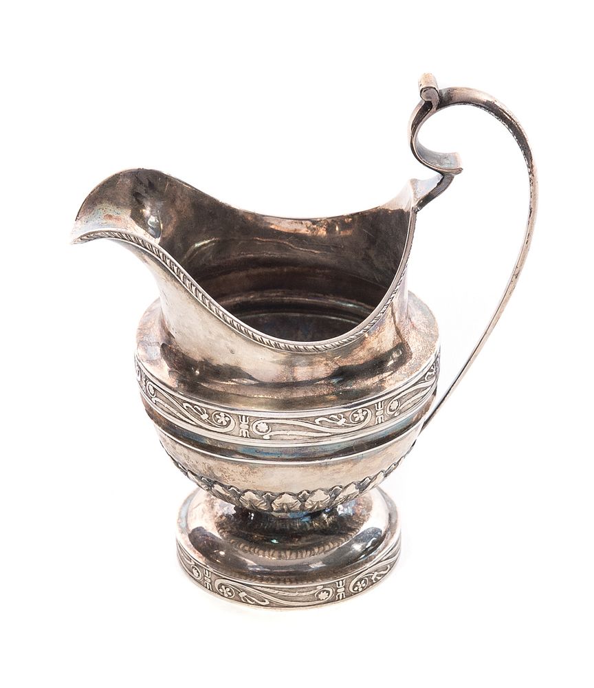 Appraisal: - Silas Howell Coin Silver Pitcher - Silas Howell Coin