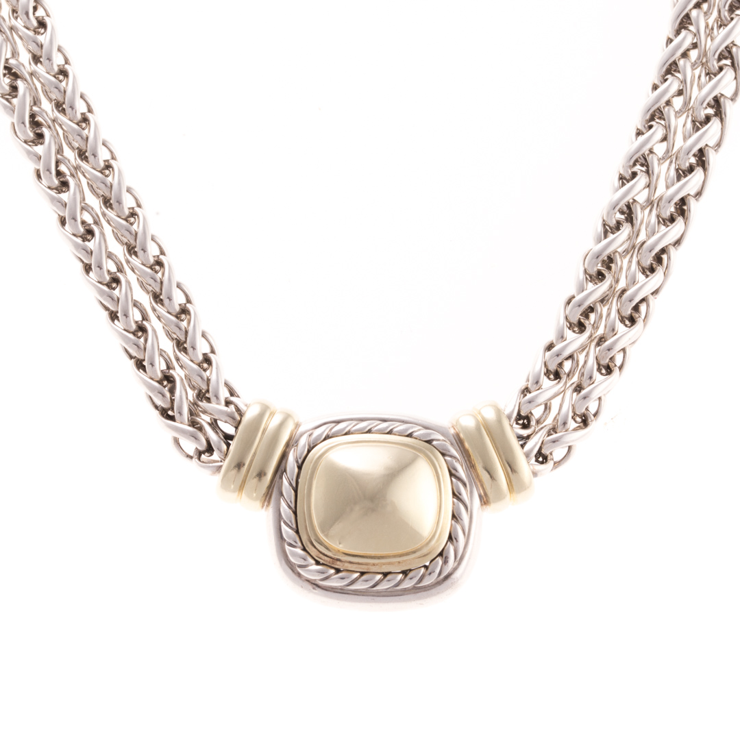 Appraisal: Sterling K Double Chain Necklace by D Yurman Sterling silver