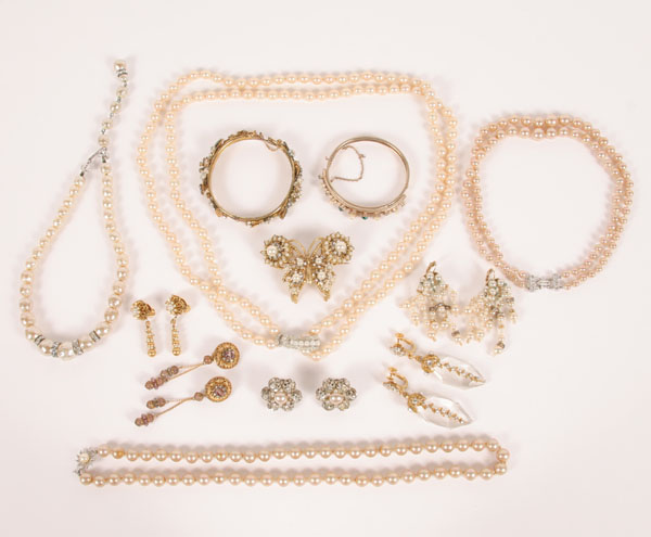 Appraisal: Lot of pieces vintage pearl and rhinestone jewelry including Haskell