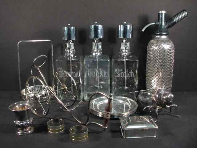 Appraisal: Lot of assorted silver plated bar and other tablewares Includes