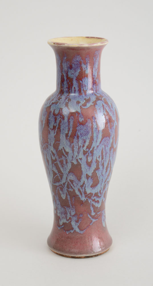 Appraisal: CHINESE FLAMBE-GLAZED PORCELAIN BALUSTER-FORM VASE Unmarked with blue dribbles on