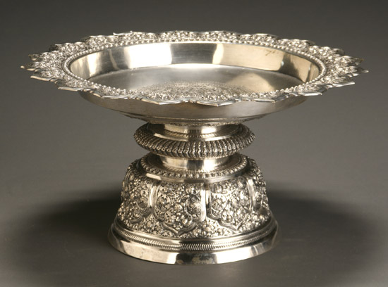 Appraisal: Burmese Silver Centerpiece th Century Impressed on base Height -