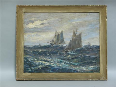 Appraisal: ROBERT DANFORTH HEDGES AMERICAN - SAILING SHIPS Oil on canvas