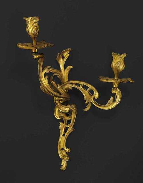 Appraisal: PAIR OF APPLIQUES late Louis XV Paris th century Matte