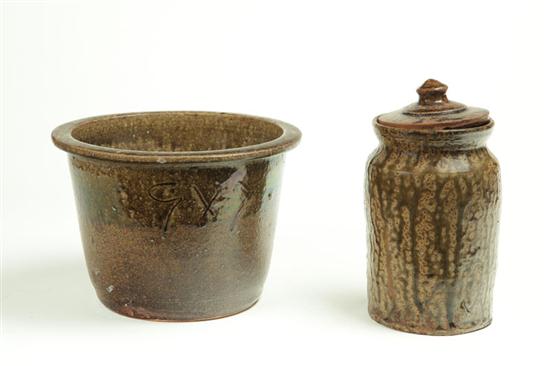 Appraisal: STONEWARE CANNING JAR AND FLOWER POT Southern late th century