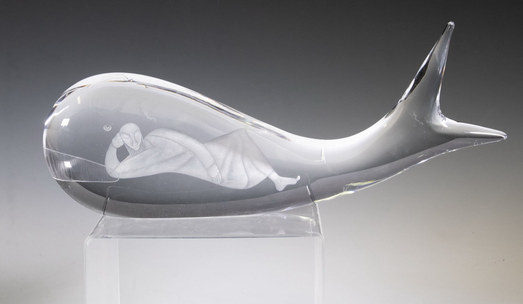 Appraisal: VICKE LINDSTRAND SWEDEN - KOSTA BODA GLASS WHALE SCULPTURE Artist