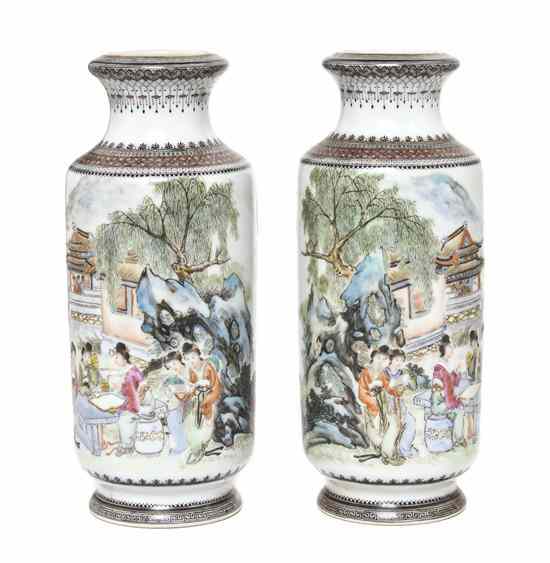 Appraisal: A Pair of Famille Rose Republic Period Vases each of