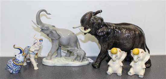 Appraisal: Sale Lot A Collection of Six Porcelain Elephant Figures comprising