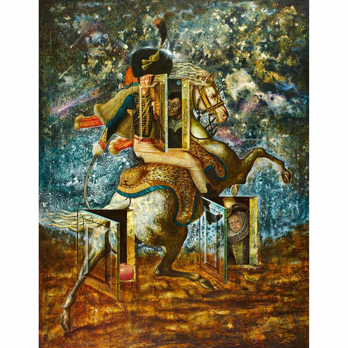 Appraisal: Enrique Toledo - Cuban MAN ON HORSEBACK Oil on canvas