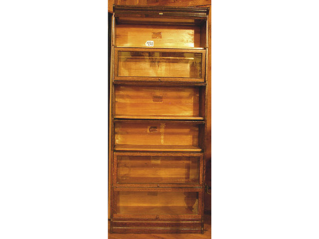 Appraisal: Nice antique -stack oak lawyers bookcase by Lundstrum tall Estimate