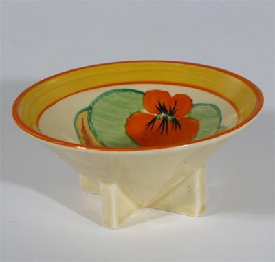 Appraisal: Nasturtium' a Clarice Cliff Bizarre Conical sugar bowl painted in