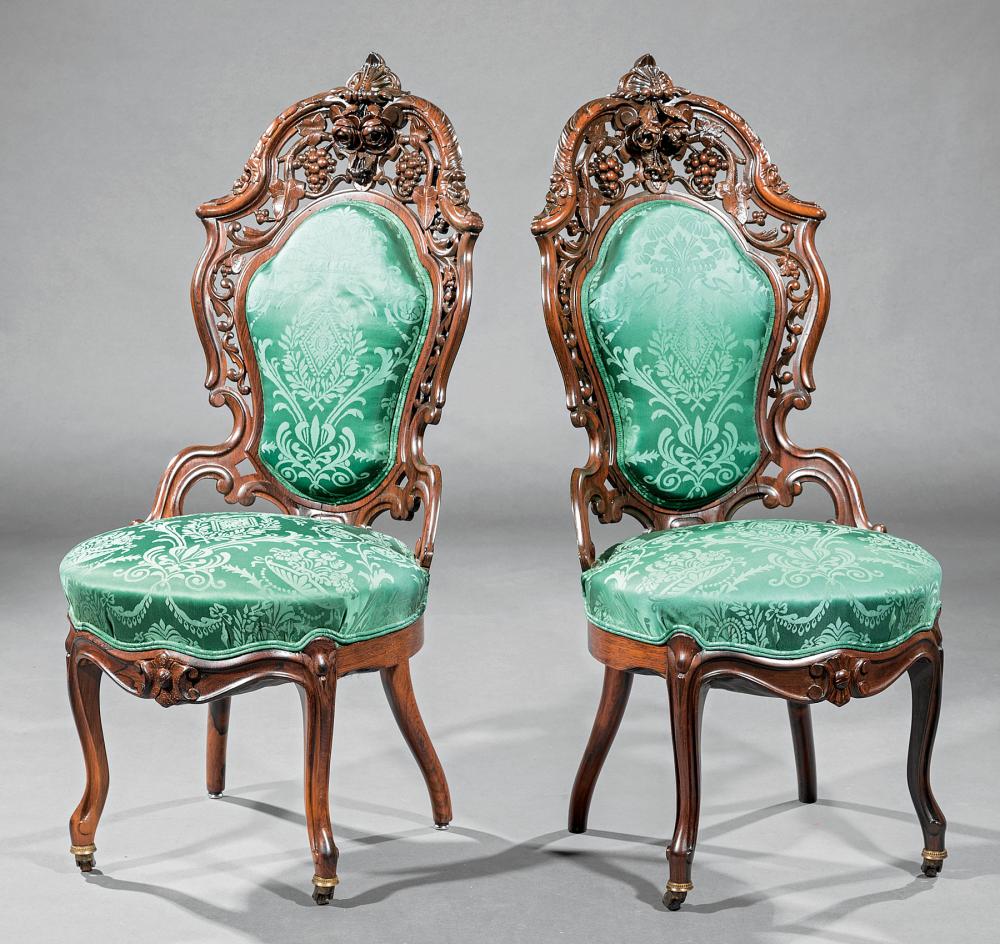 Appraisal: Pair of American Rococo Carved and Laminated Rosewood Side Chairs