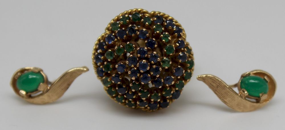 Appraisal: JEWELRY kt Gold Sapphire and Emerald Ring Vintage kt yellow